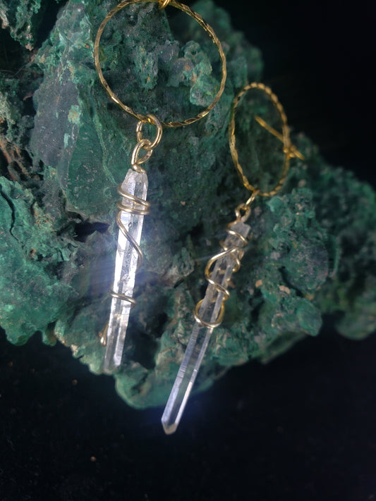 Lumerian Quarts Points Hoop Earings